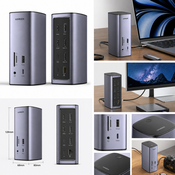 Док-станція UGREEN CM555 Pro 12-в-1 USB-C з HDMI, DisplayPort, LAN та PD 002 фото