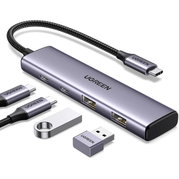 USB-C хаб UGREEN CM473 4-в-1 з 2&times;USB 3.0 та 2&times;USB-C 5Gbps 012 фото