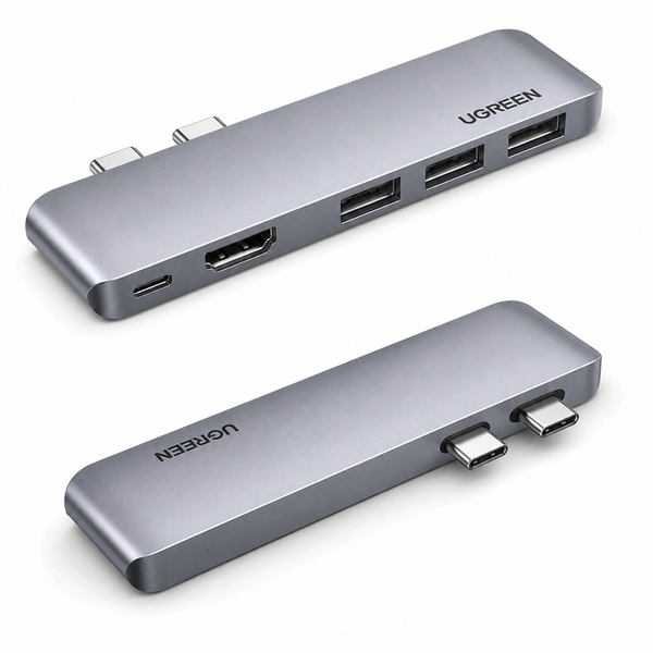 USB-C хаб UGREEN CM251 5-в-2 з HDMI 4K та 3&times;USB 3.0 Space Gray 013 фото