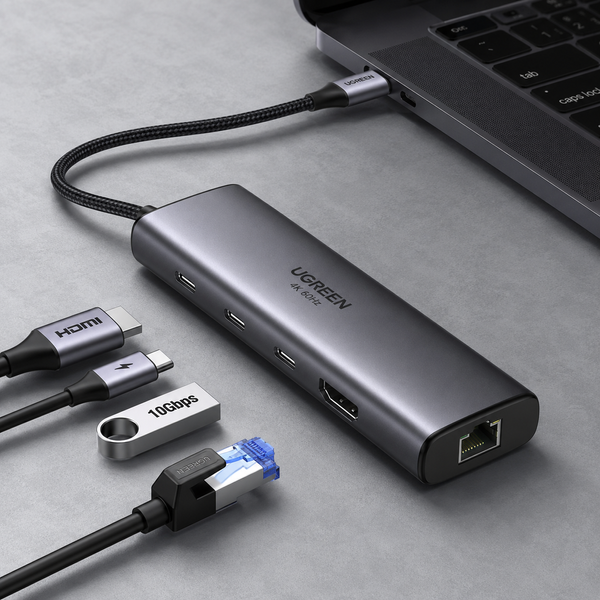 USB-C хаб UGREEN CM512 7-в-1 з HDMI 4K, RJ45 та PD 100W 021 фото