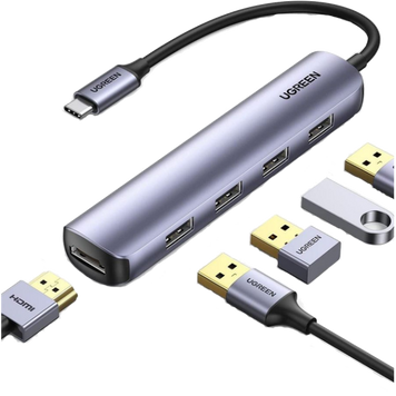 USB-C хаб UGREEN CM417 з HDMI 4K та 4 портами USB 3.0 023 фото