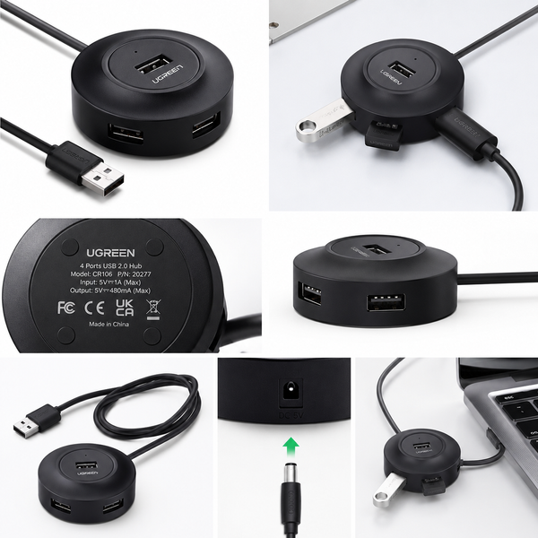USB-хаб UGREEN CR106 на 4 порти USB, кабель 1 м Black 030 фото